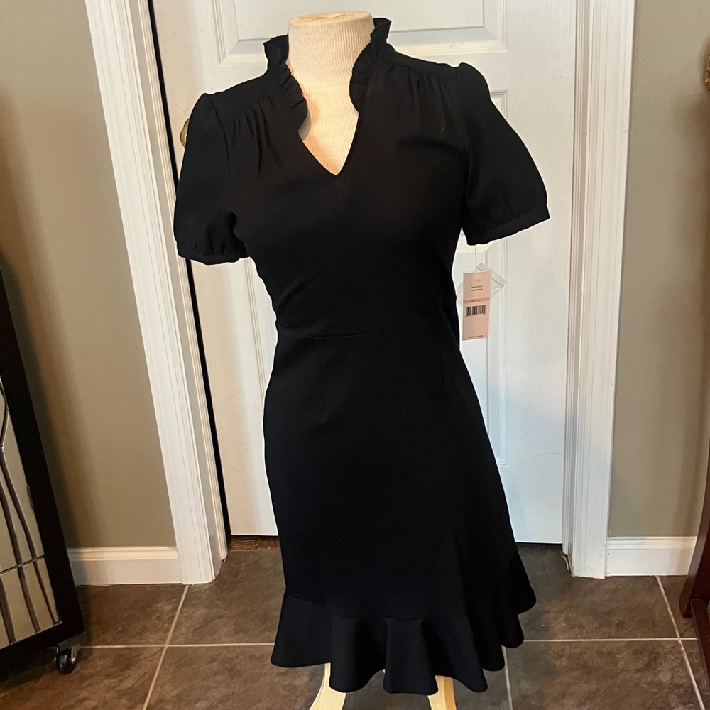 Nanette Lepore Black Mini Dress with Ruffle Hem